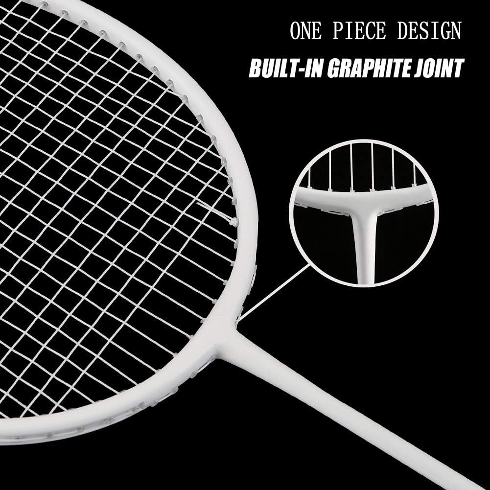 Senston professional badminton rackets set of 4 with carbon fiber frames and 6 shuttlecocks, suitable for competitive play.