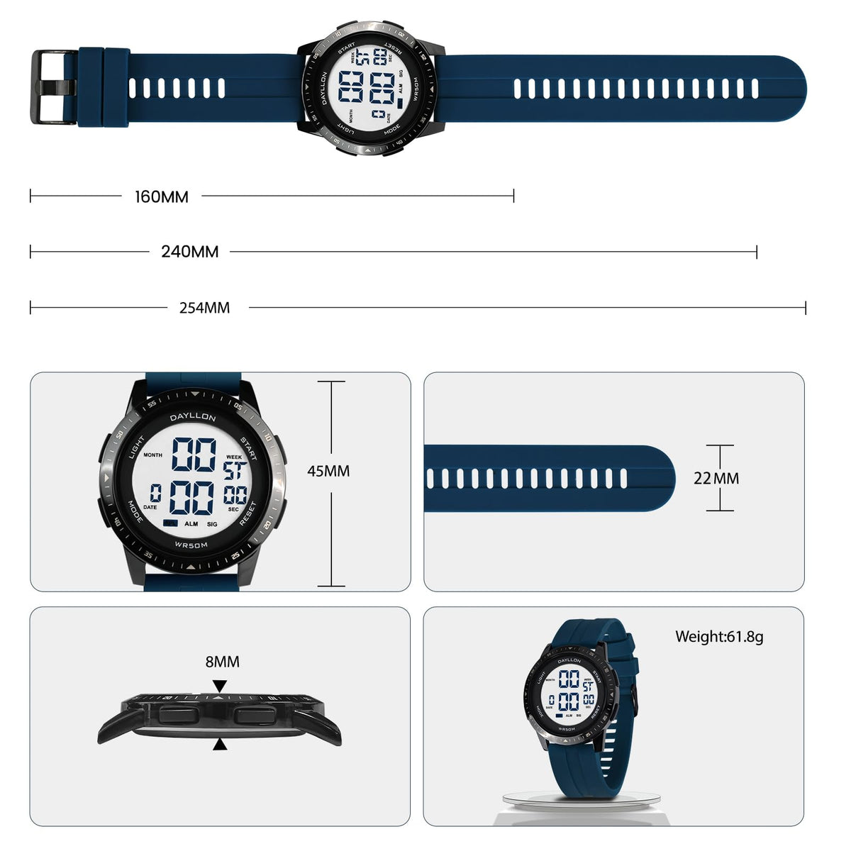 Metal Case Ultra Thin Minimalist Sports Digital Watch for - Dayllon Official Imagery - 5