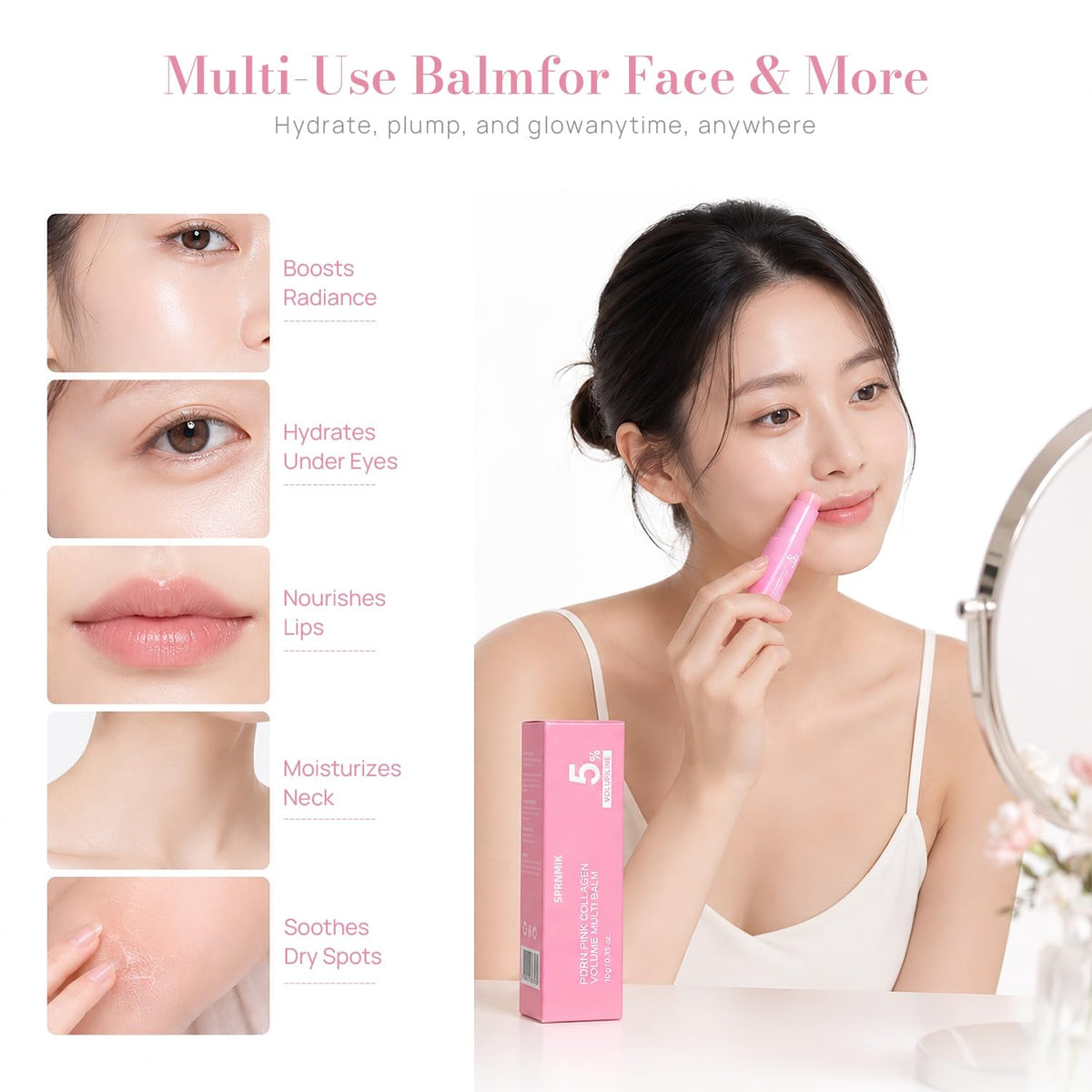 PDRN Pink Collagen Volume Multi Balm Stick Helps Hydrate - Sprnmik Official Imagery - 5