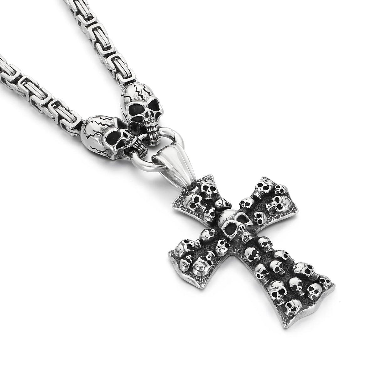 Gothic Skull Snake Necklace for Men Women Stainless Steel - Klapgo Official Imagery - 1