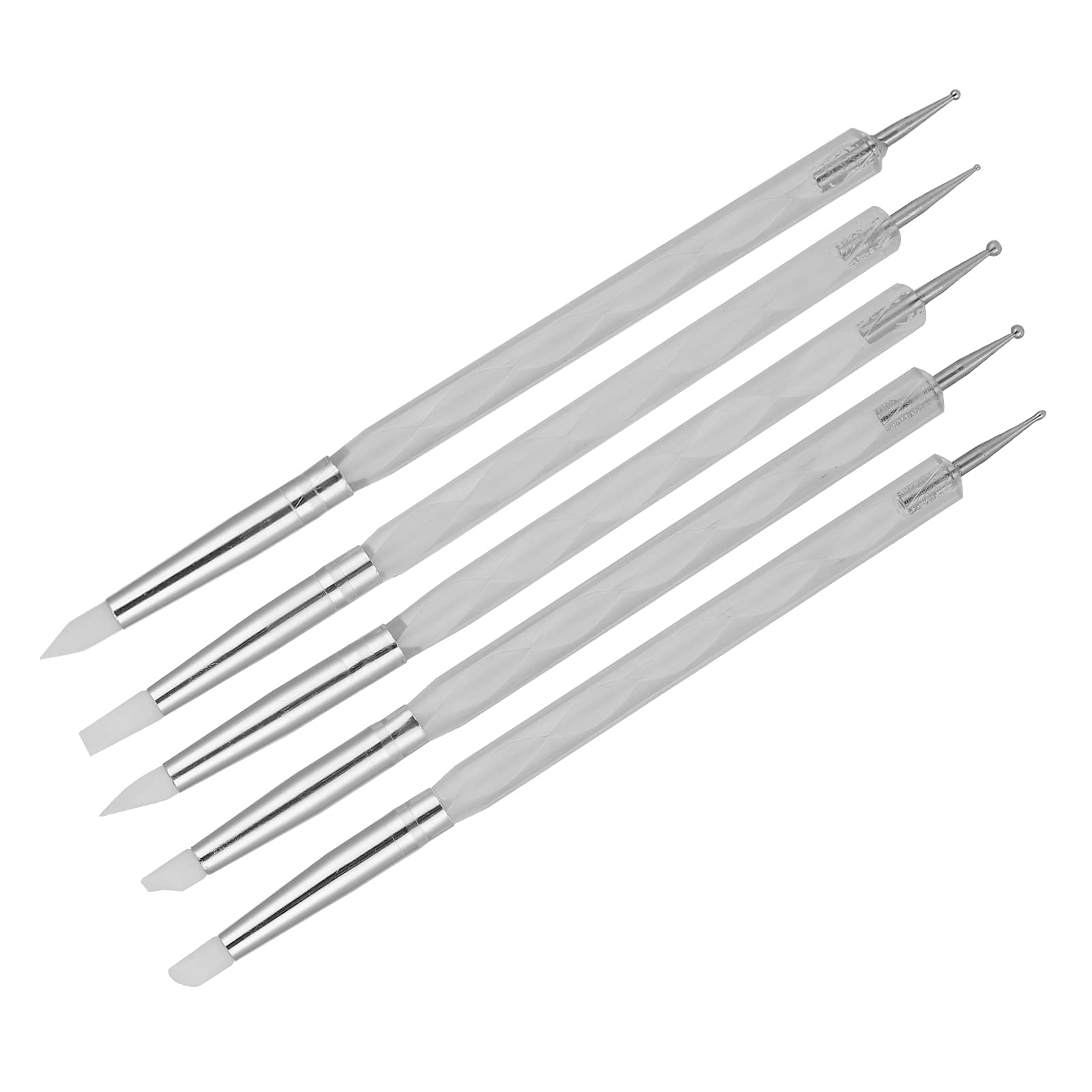 BSTiltion 5-piece white nail art dotting pen set with dual ends, perfect for creating detailed nail polish designs.