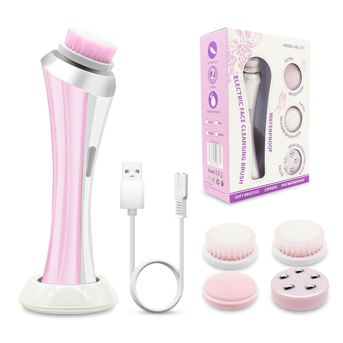 Facial Cleansing Brush Electric Face Scrubber with 4 Brush - Yevsinbay Official Imagery - 1