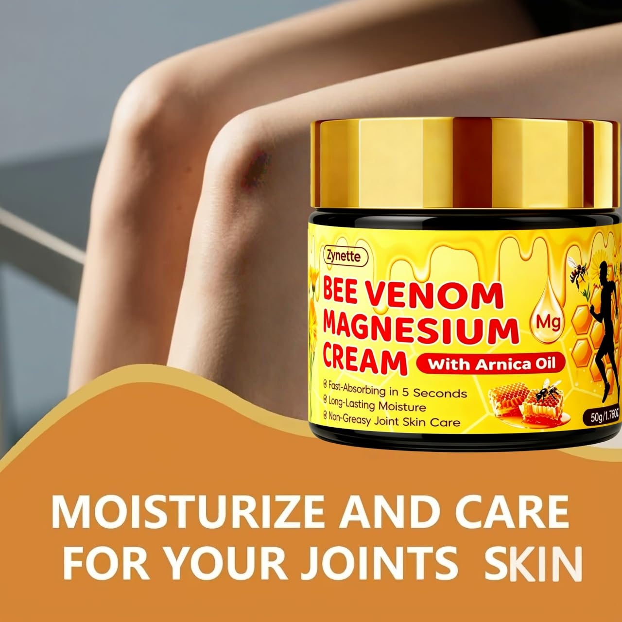Zynette Bee Venom Magnesium Cream with Arnica Oil Collagen Retinol Anti-aging Moisturizing Cream Deep Hydration Firming Lifting Brighten Smooth Facial Tightening Cream for Joint Skin Care