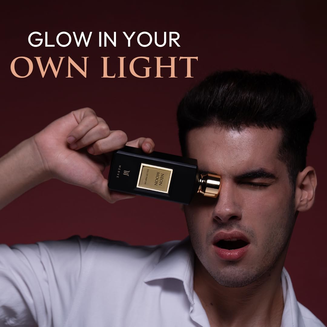 Merve Neon Moon unisex fragrance bottle with sleek design, showcasing the luxury scent and long-lasting perfume.