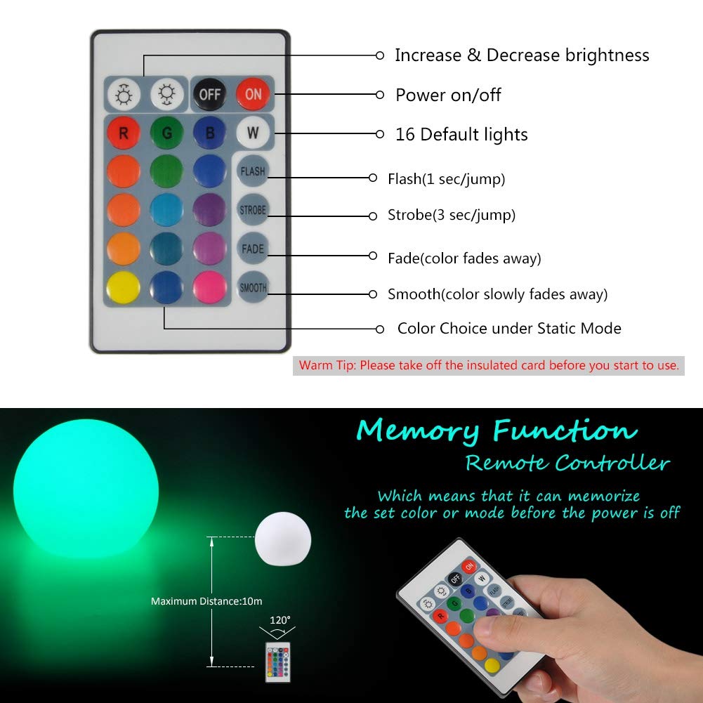Akozon Rechargeable LED Ball Light with Remote Control - Akozon Official Imagery - 7