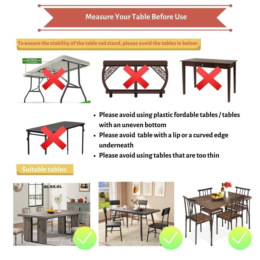Over The Table Rod Stand with Clamps 49 102 Adjustable Metal - Hopesun Official Imagery - 6