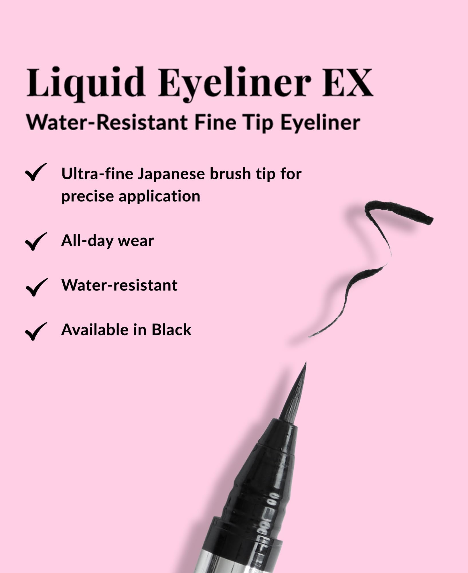 DHC Liquid Eyeliner EX, Long-wear, Water-Resistant, Fine Tip, Black, 0.01oz