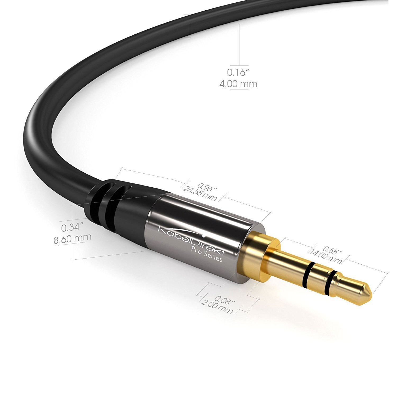 KabelDirekt – Aux Audio Jack Cable 3.5mm – 25ft – Metal by KabelDirekt - Angle View 5