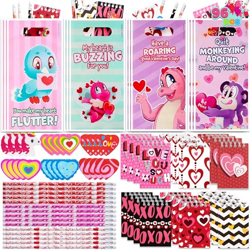 JOYIN 24packs Valentines Day Stationery Gifts, 96pcs Party Favor - Product Imagery