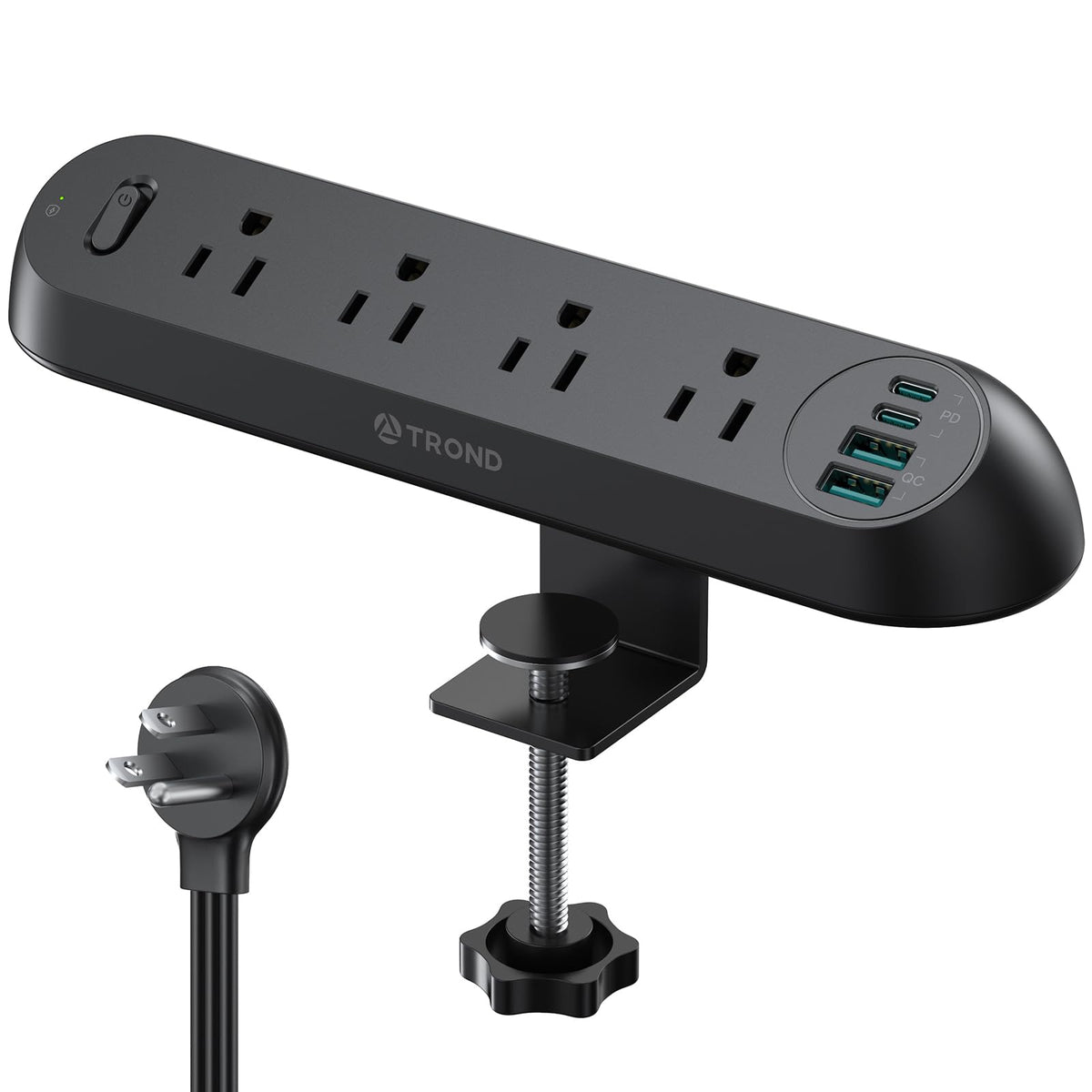 TROND Desk Clamp Power Strip USB C PD 20W Flat Plug 6ft - TROND Official Imagery - 1