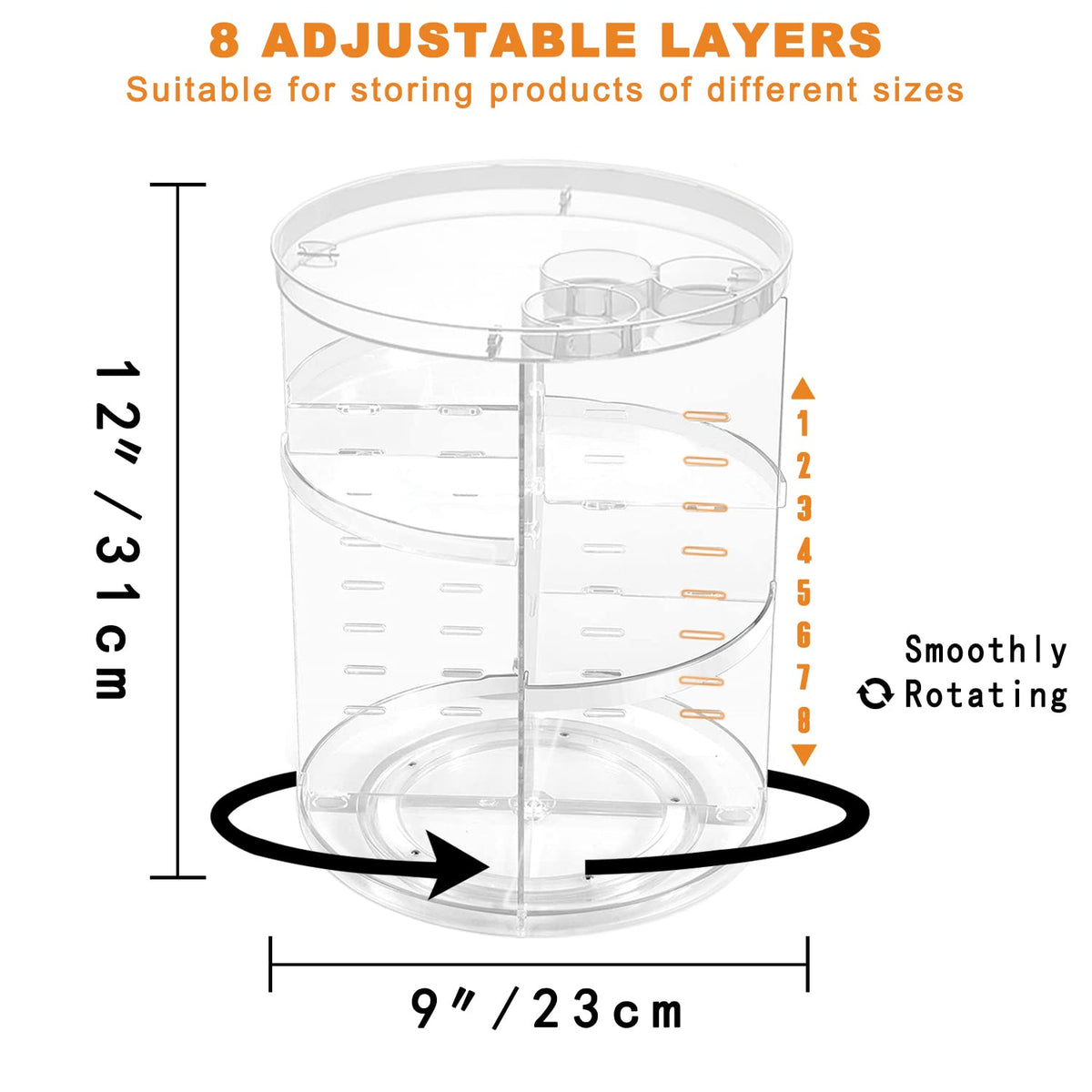 Rotating Makeup Organizer DIY 8 Adjustable Layers Spinning - Jiavarry Official Imagery - 4