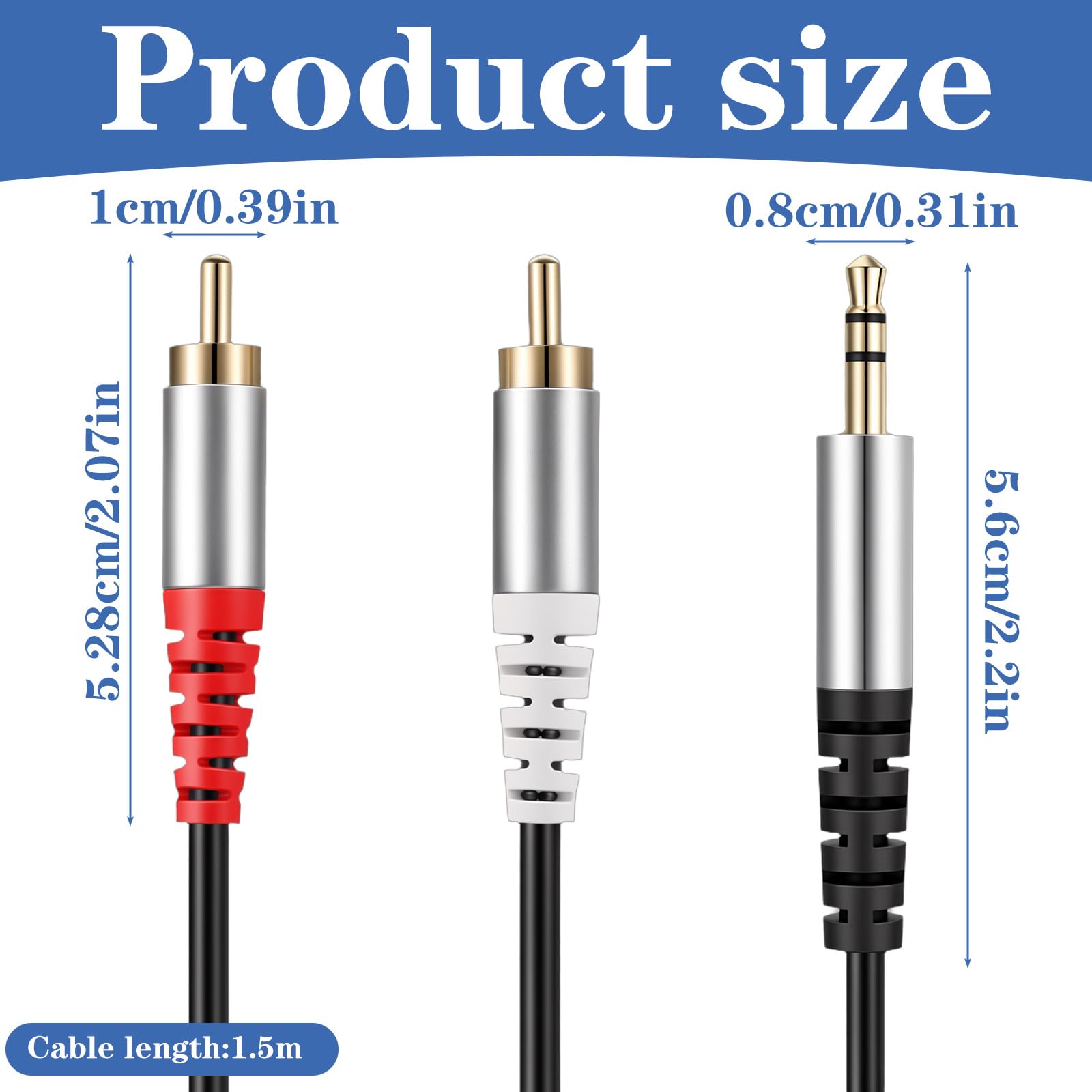 Amaxiu 3.5mm to RCA Cable, RCA to 3.5mm AUX Audio Y Splitter Cord by Amaxiu - Angle View 3