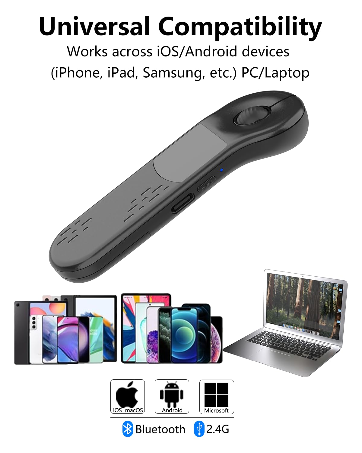 Rechargeable Air Mouse for PC iOS Android with Touchpad - ZOZVO Official Imagery - 8