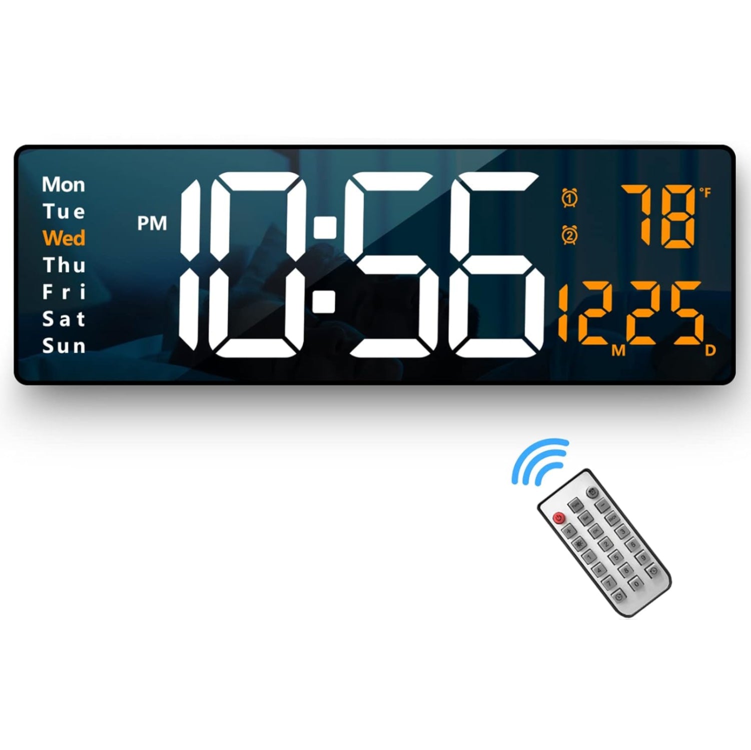 Large 16.2-inch LED digital wall clock by Abovsare with remote control, featuring a clear digital display for easy time reading.