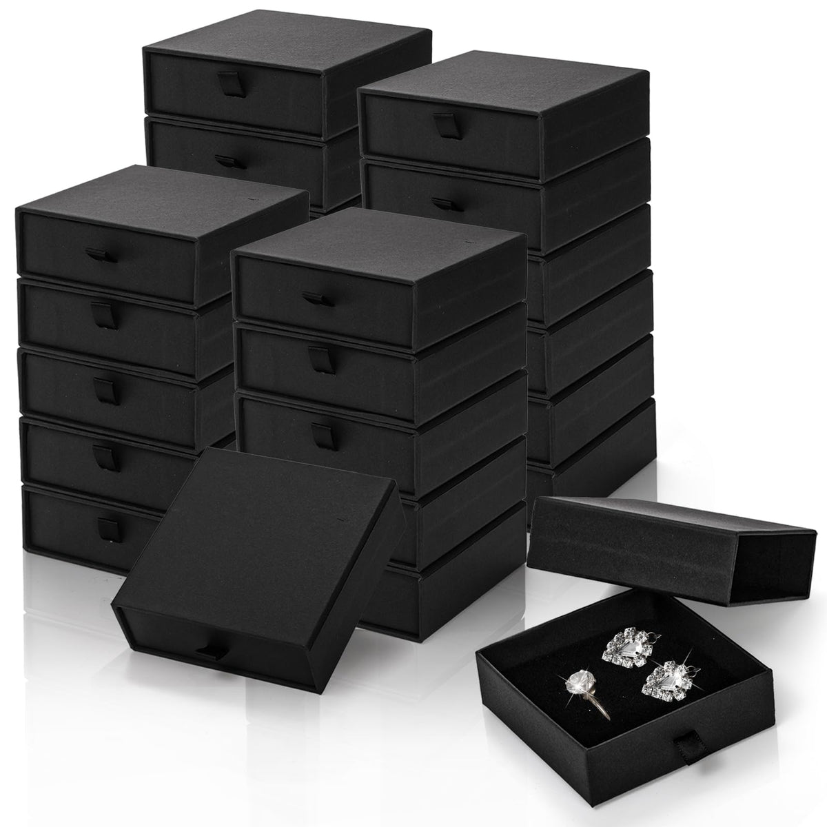 24 Pack Jewelry Gift Boxes 3 5x3 5x1 2 Inch Black - WRINGKIT Official Imagery - 1