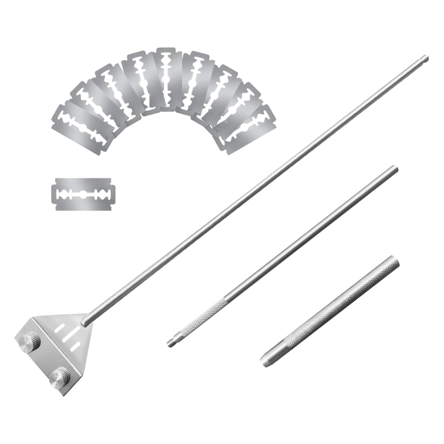 Kirecoo algae scraper for glass aquariums, 25.6-inch fish tank cleaner with a handle and blade for removing algae and buildup.