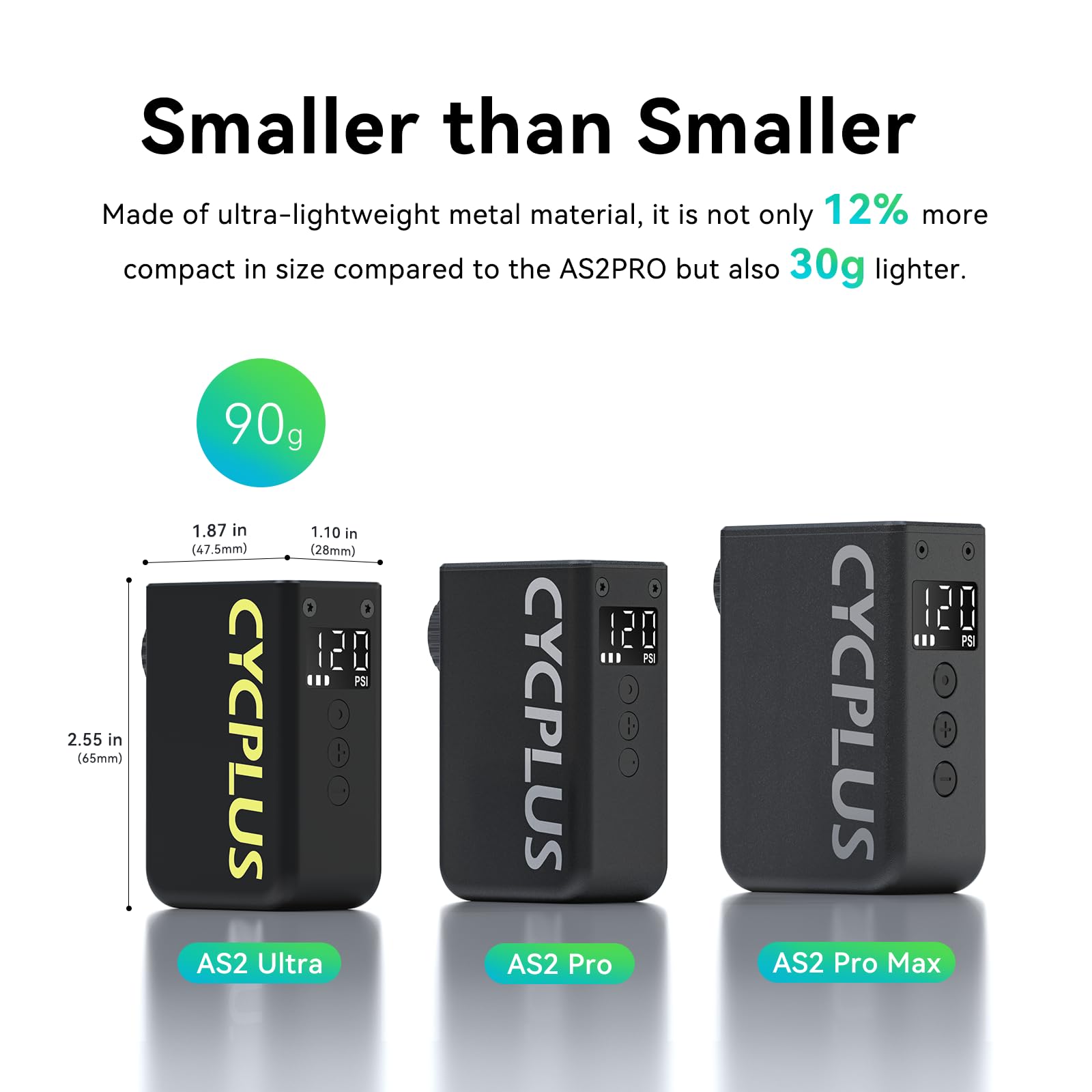 CYCPLUS Tiny Electric Bike Pump AS2Ultra - High Quality View 3