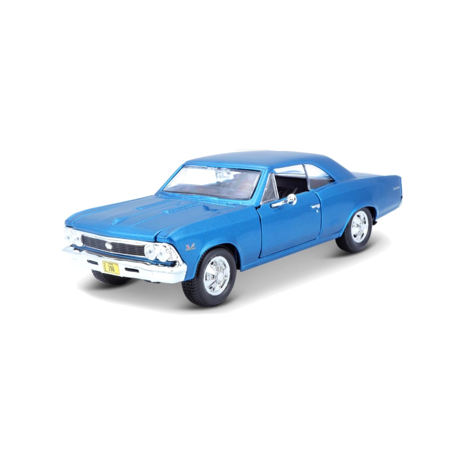 Multicolor Maisto 1:24 scale 1966 Chevy Chevelle SS 396 model car, detailed miniature collectible vehicle.