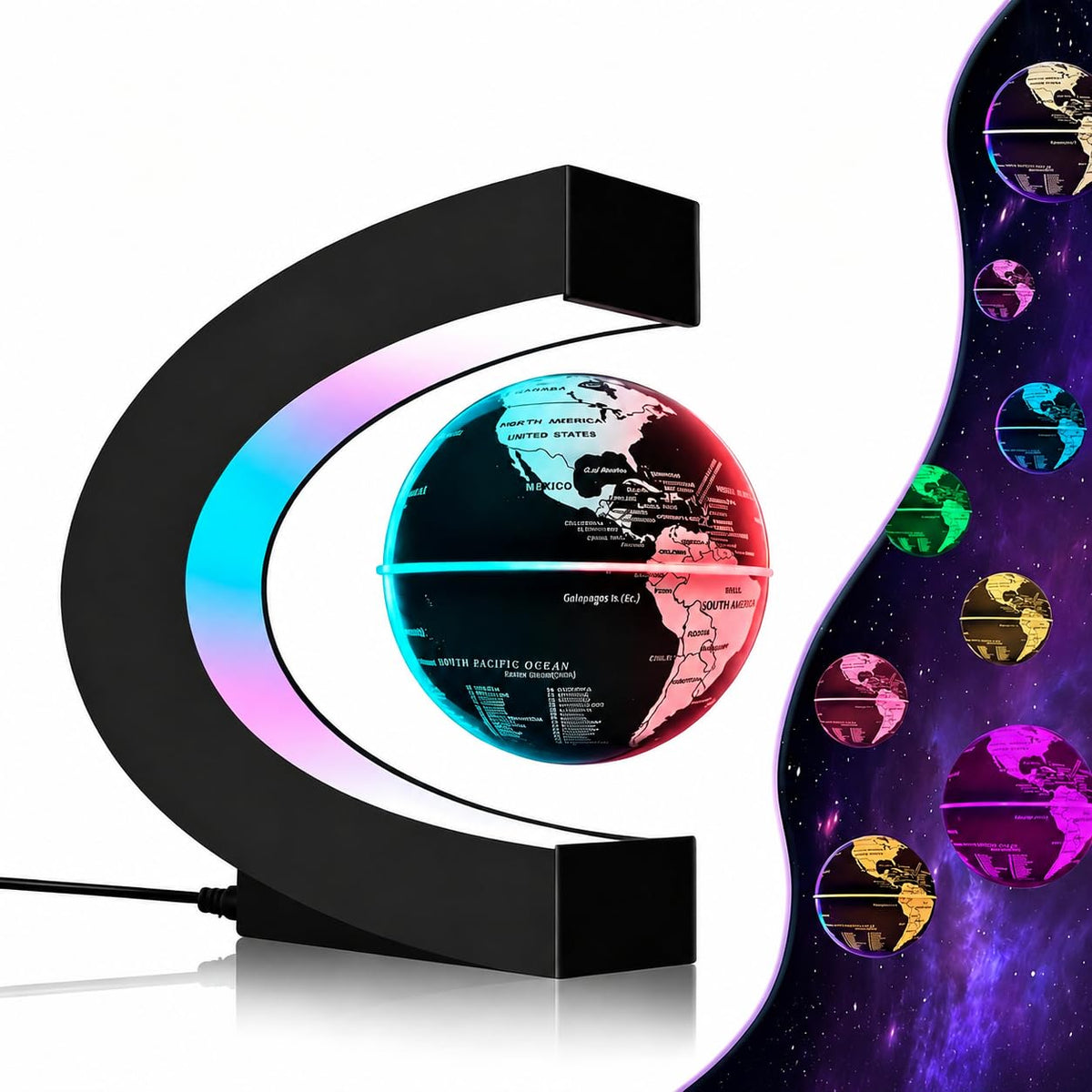 Magnetic Levitating Floating Globe with 7 Colored Lamp Cool - Poojaed Official Imagery - 1