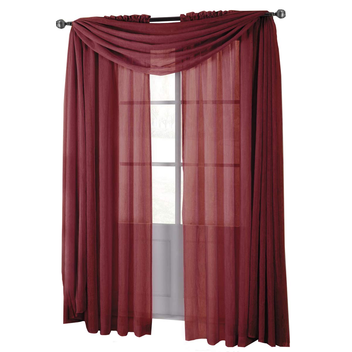 Royal Hotel Luxury Abri Top Rod Pocket, Crushed Sheer Curtains, - Product Imagery