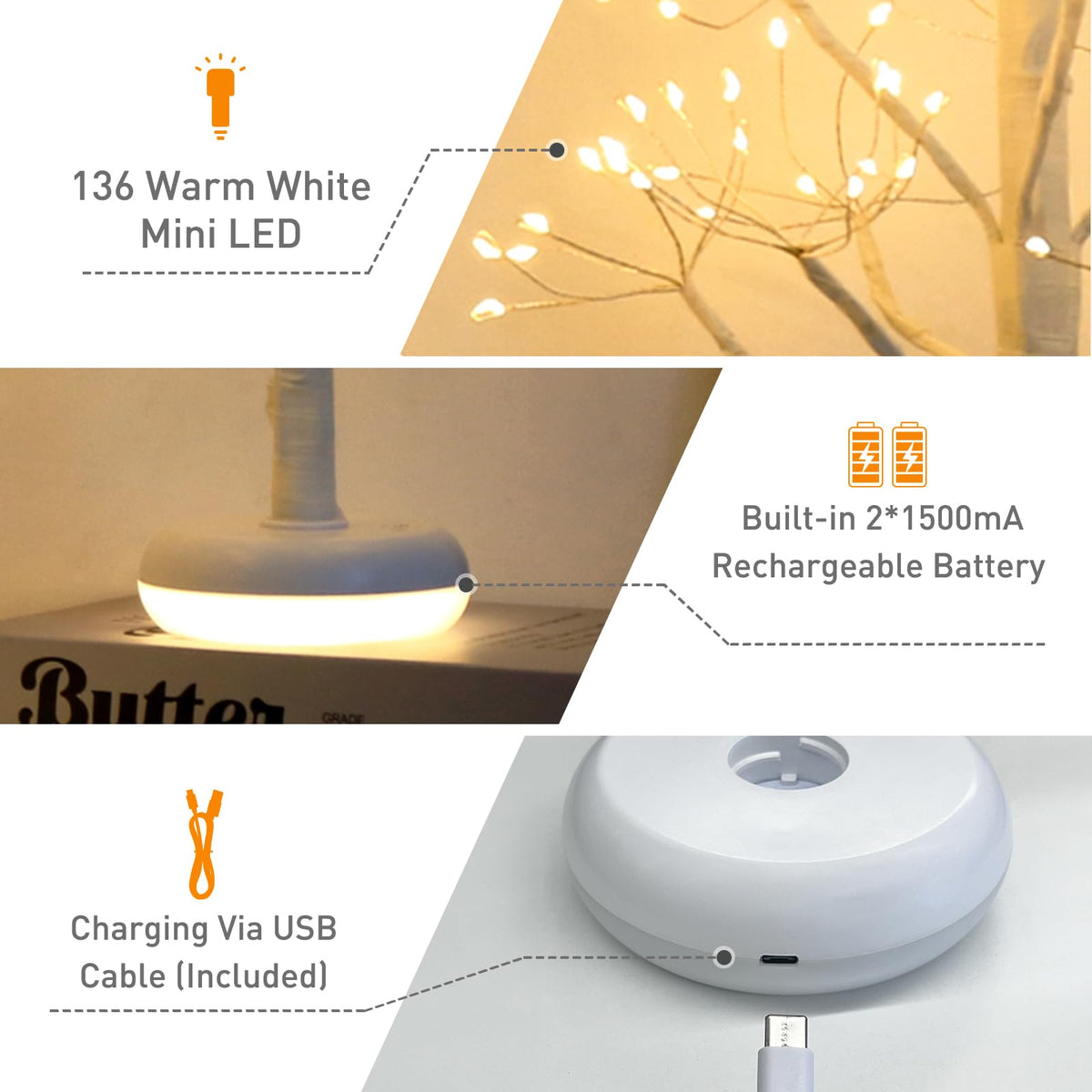 Small Christmas Tree with 136 Lights 1 64 FT Rechargeable - PEIDUO Official Imagery - 6