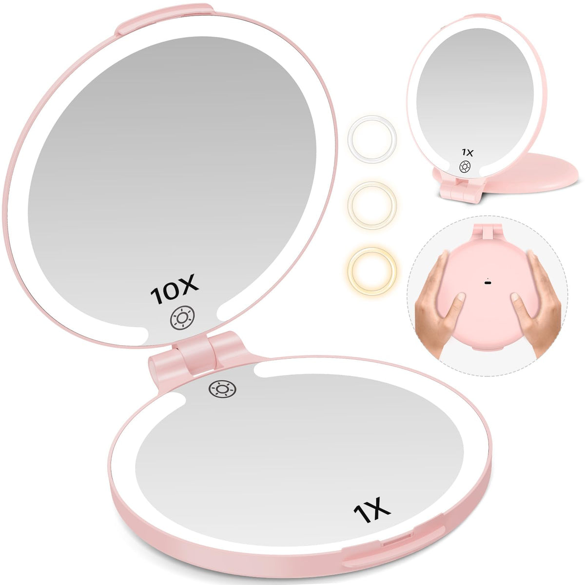 FUNTOUCH 7 Rechargeable Travel Makeup Mirror 10X Magnifying - FUNTOUCH Official Imagery - 1