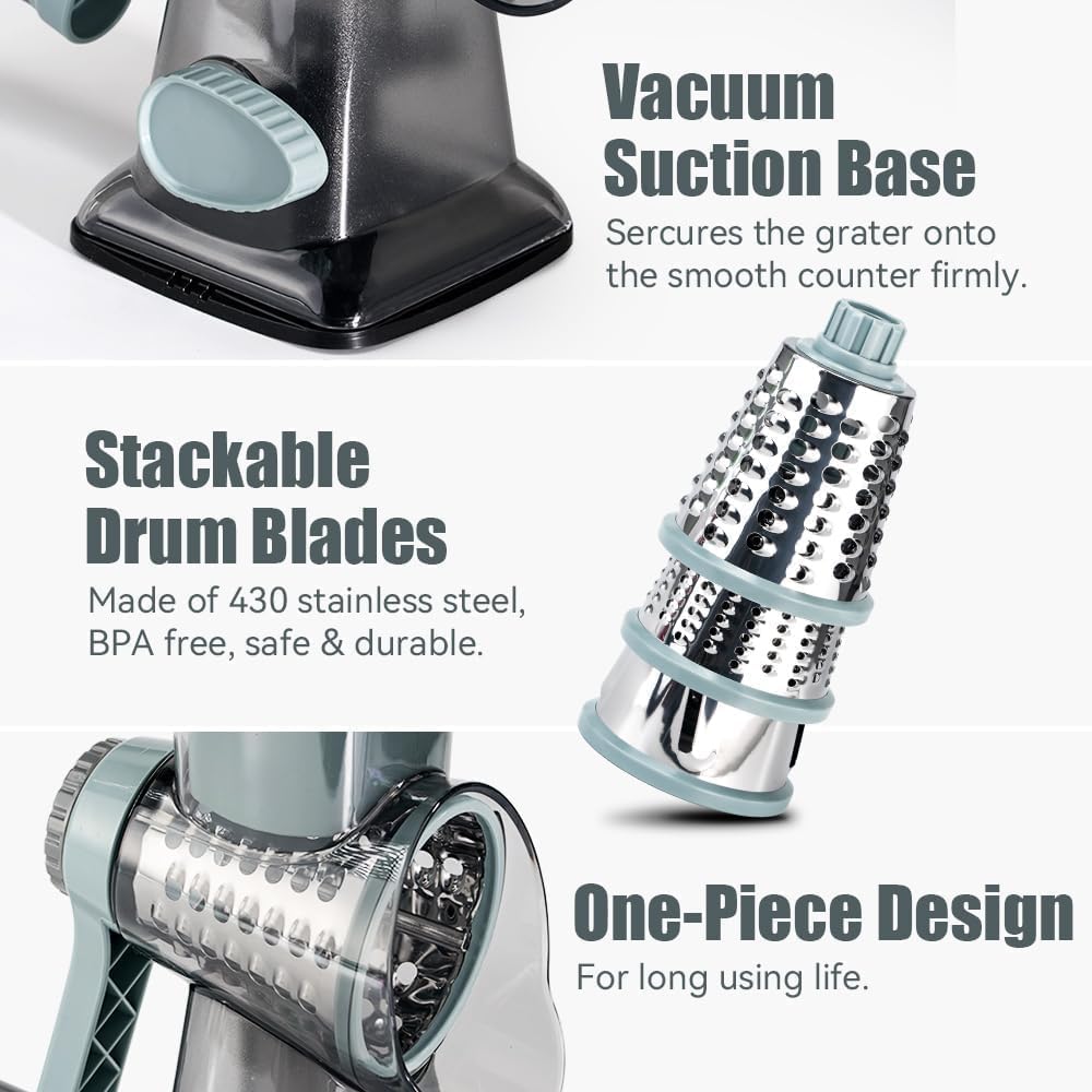 KEOUKE Rotary Cheese Grater Hand Crank Transparent - Shredder Sli by KEOUKE - Angle View 6