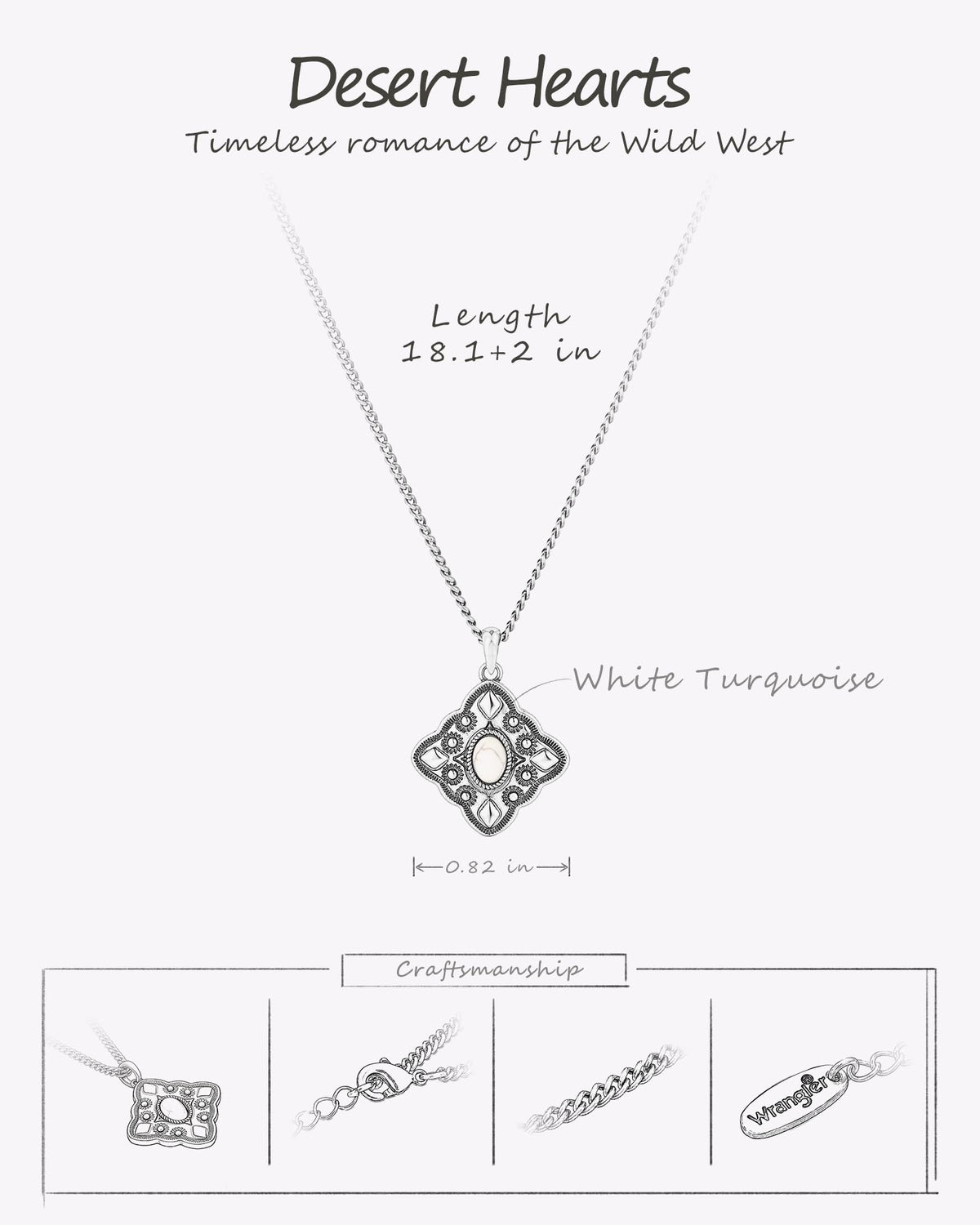 Wrangler Square Turquoise Necklace Turquoise Jewelry for - Montana West Official Imagery - 7