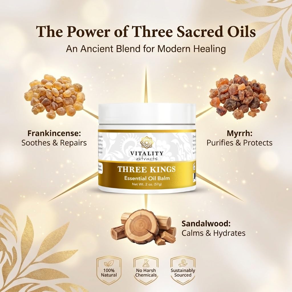 Vitality Three Kings Balm 2oz – Frankincense Myrrh Sandalwood