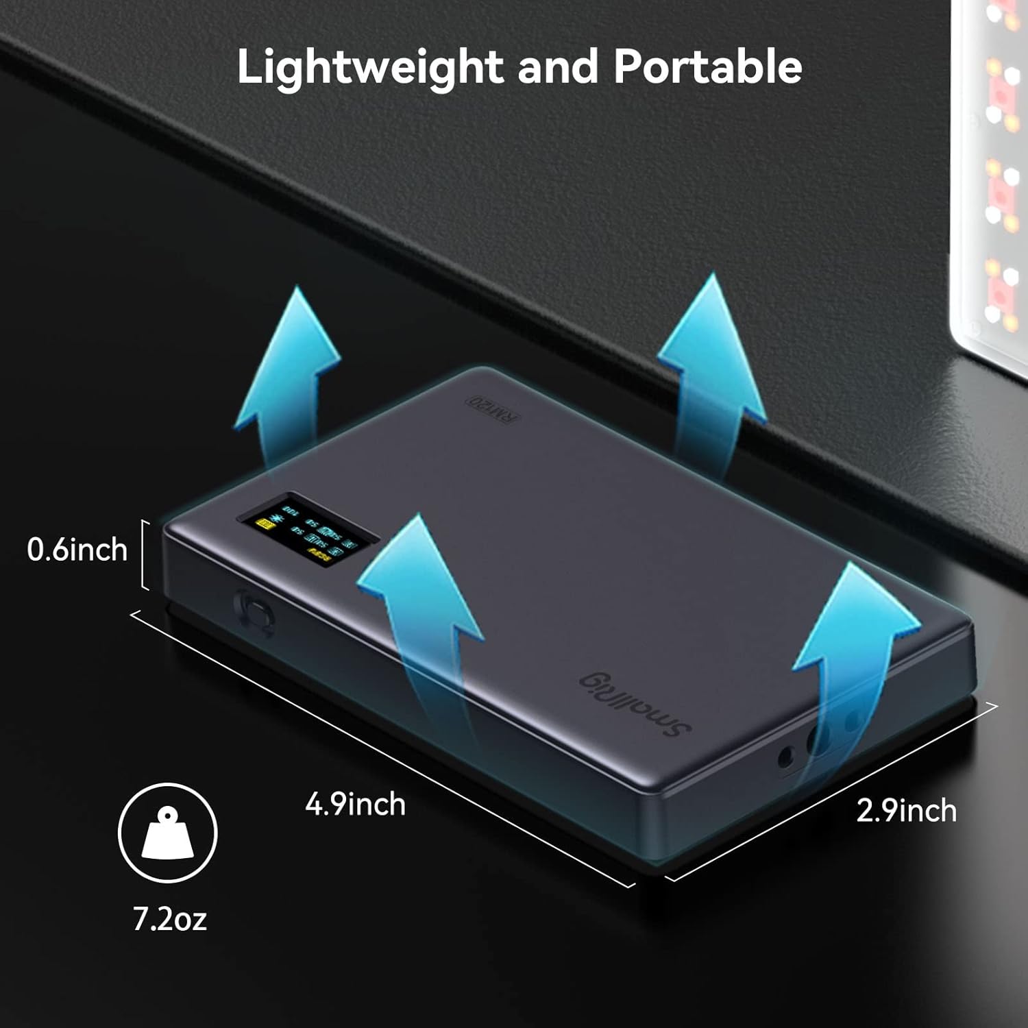 SmallRig RM120 RGB video light with 5000mAh battery and portable design for camera lighting projects