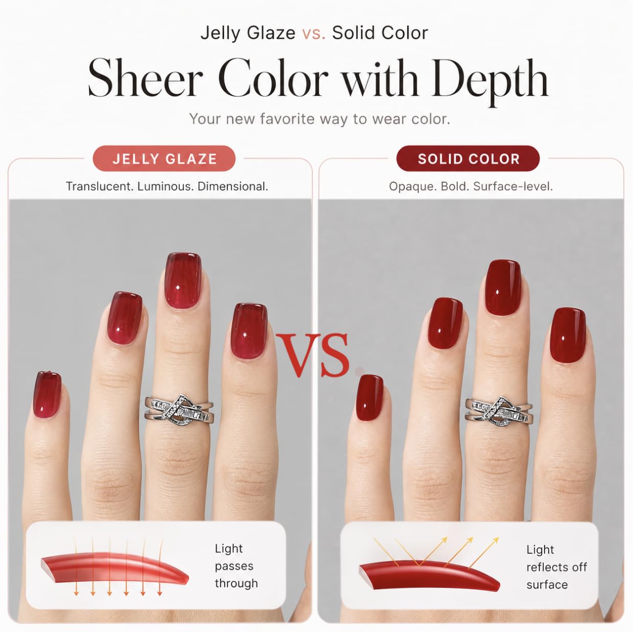 CurvLife Jelly Glaze extra short square false nails in persimmon brown red with glossy finish, designed for natural-looking nail enhancements.