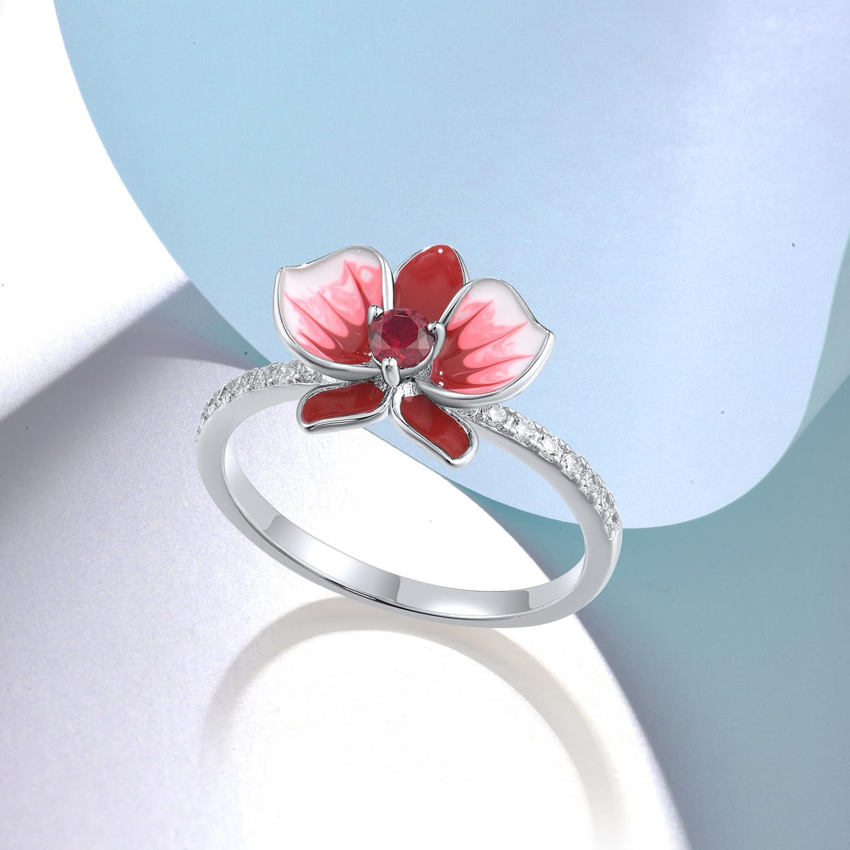 Santuzza 925 Sterling Silver Enamel Single Flowers Ring - Santuzza Official Imagery - 4