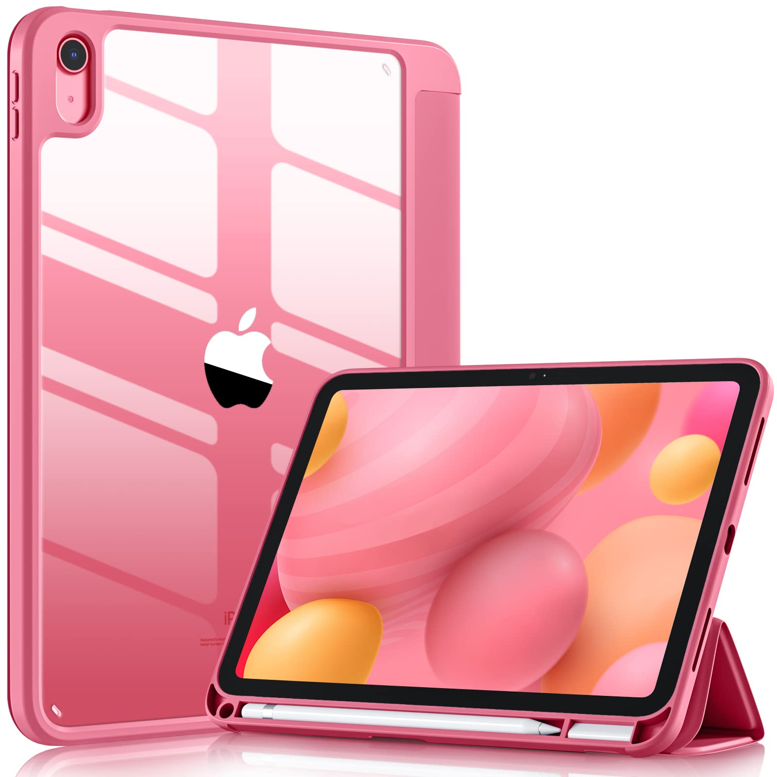 Wenlaty watermelon pink iPad case for iPad 11th and 10th generation, portable electronic device cover with a vibrant design.