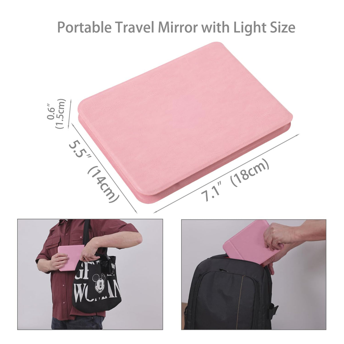 Travel Mirror with Light 3 Colors Dimmable Rechargeable - Ximruyuv Official Imagery - 3