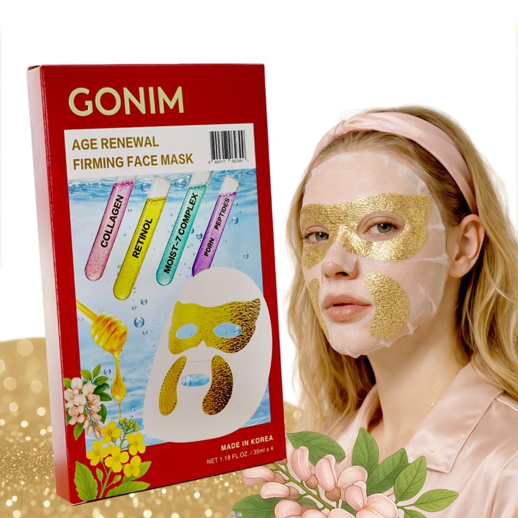 Korean Collagen Face Mask with Integrated Eye Patches, Anti Aging - GONIM