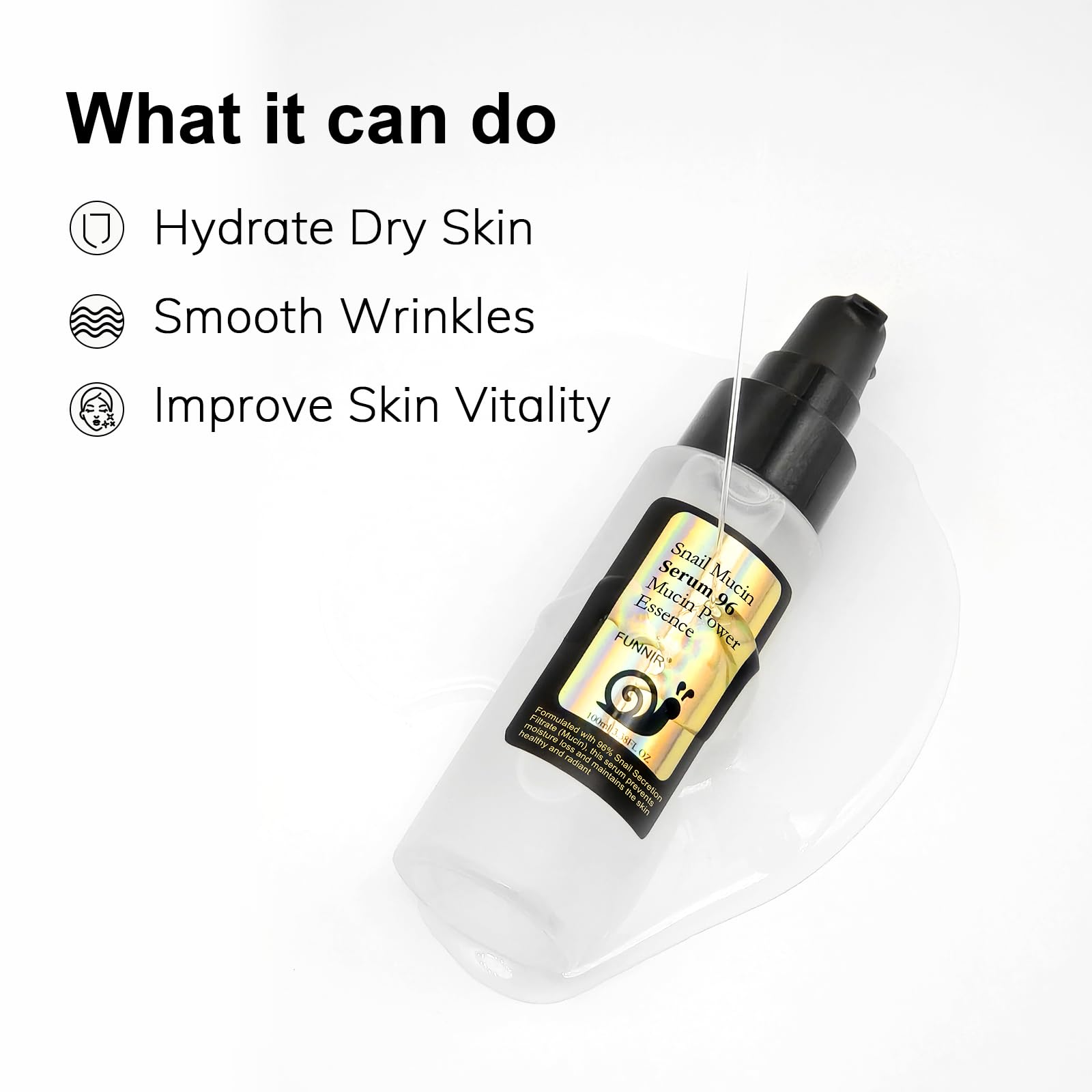 BabyFaceDiary FUNNIR Snail Mucin 96% Essence , Hydrating Serum for Face with - BabyFaceDiary Official Product View 6