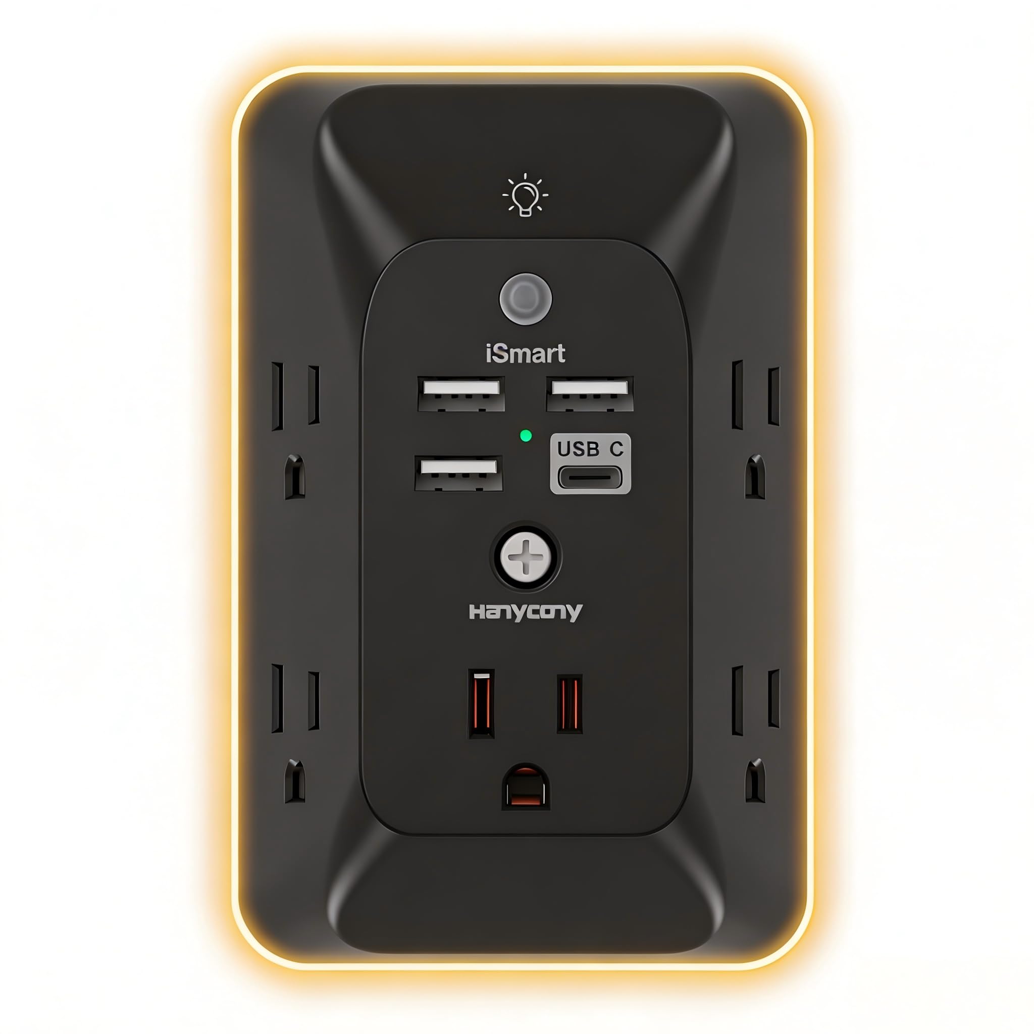 HANYCONY Outlet Extender with Night Light, Multi Plug Wall Outlet - HANYCONY Official Product View 8