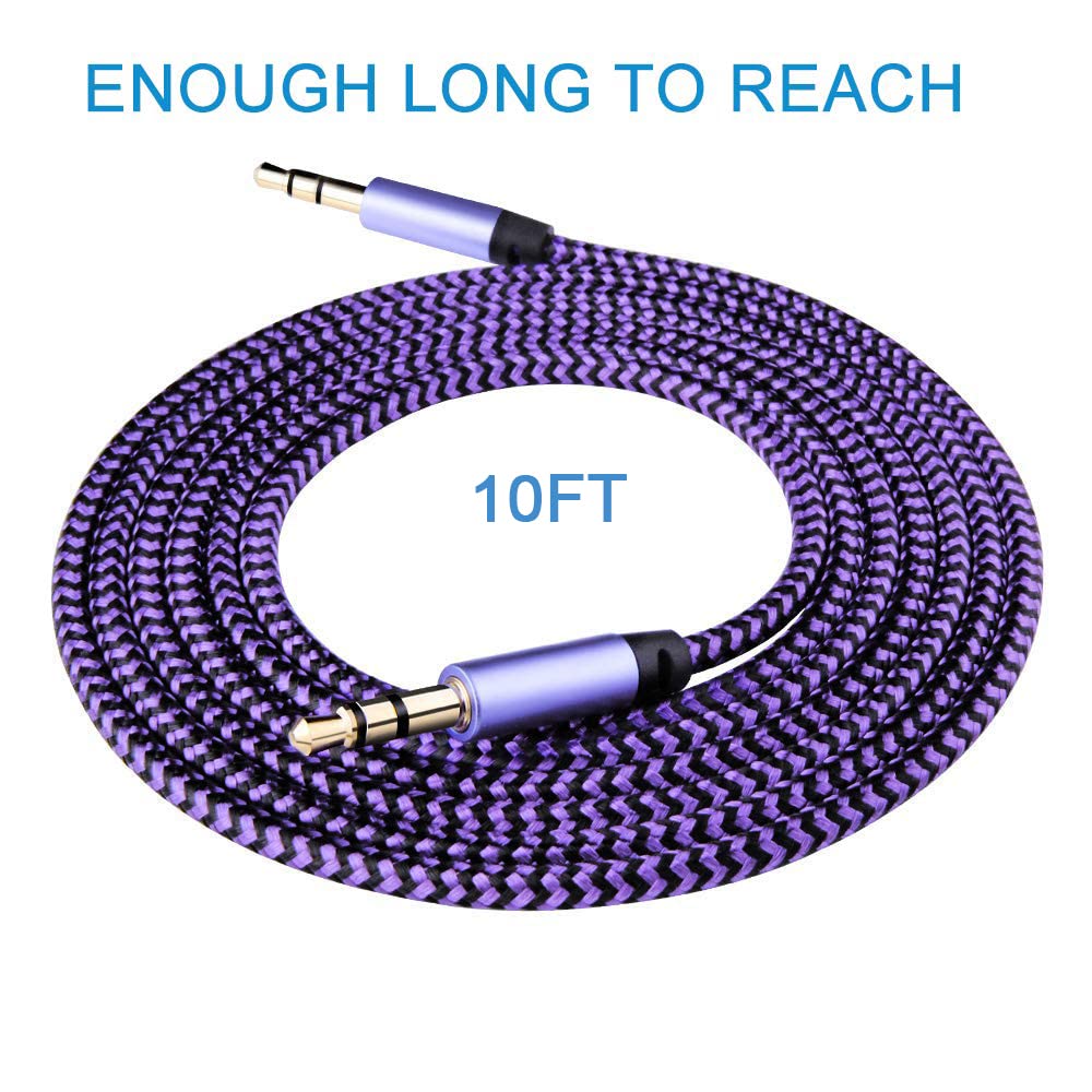 AILKIN 2pack/10 Ft Aux Cord 3.5mm Audio Cable Ox Chord Male To Ma by AILKIN - Angle View 5