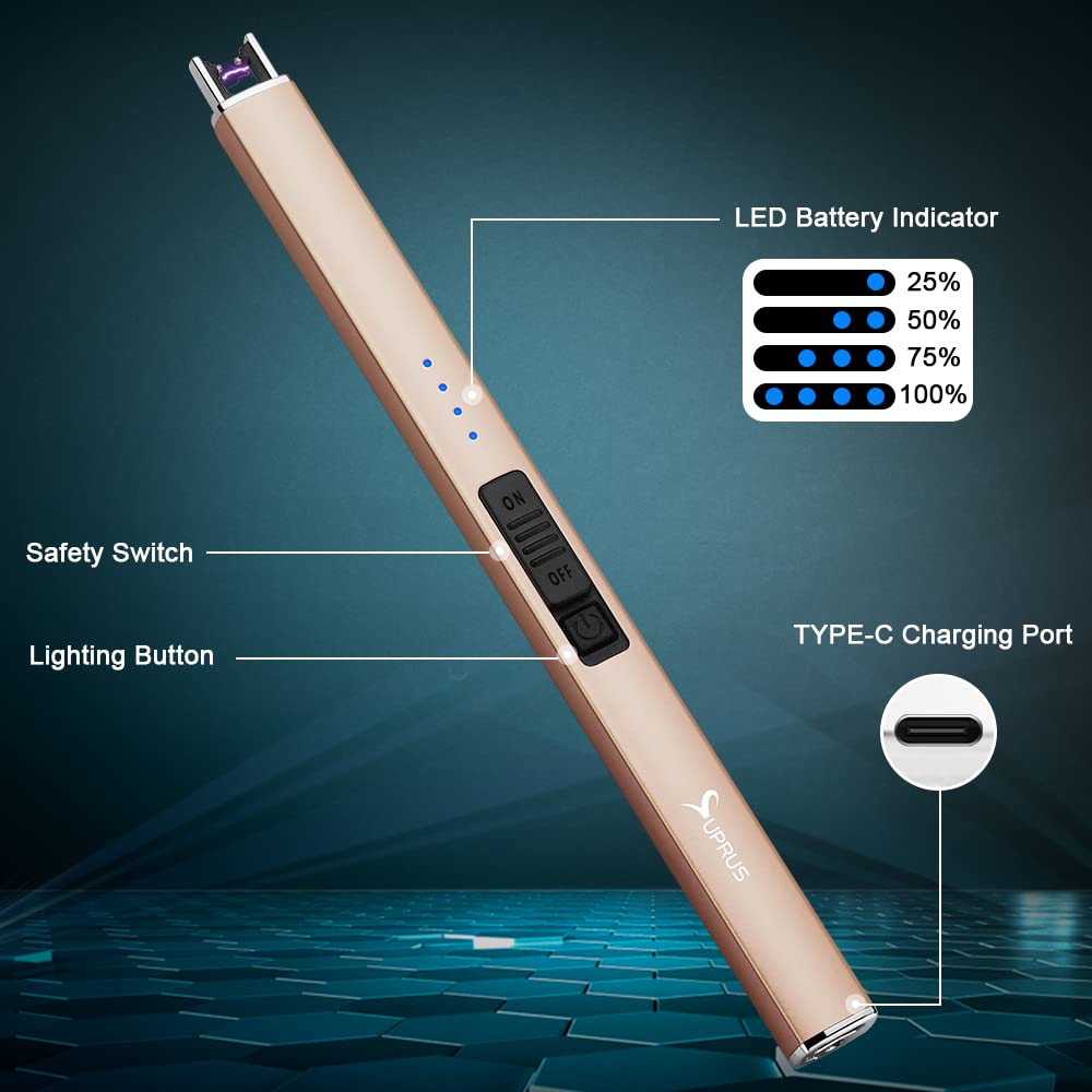 SUPRUS Electric Lighter Arc Windproof Flameless USB Rechargeable Light - View 3