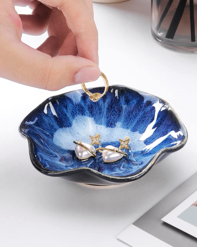 JAMEND CLXP 2PCS Lotus Leaf Shape Ring Holder Dish, Small Key Bowl, Ceramic Trin - JAMEND CLXP Official Product View 5