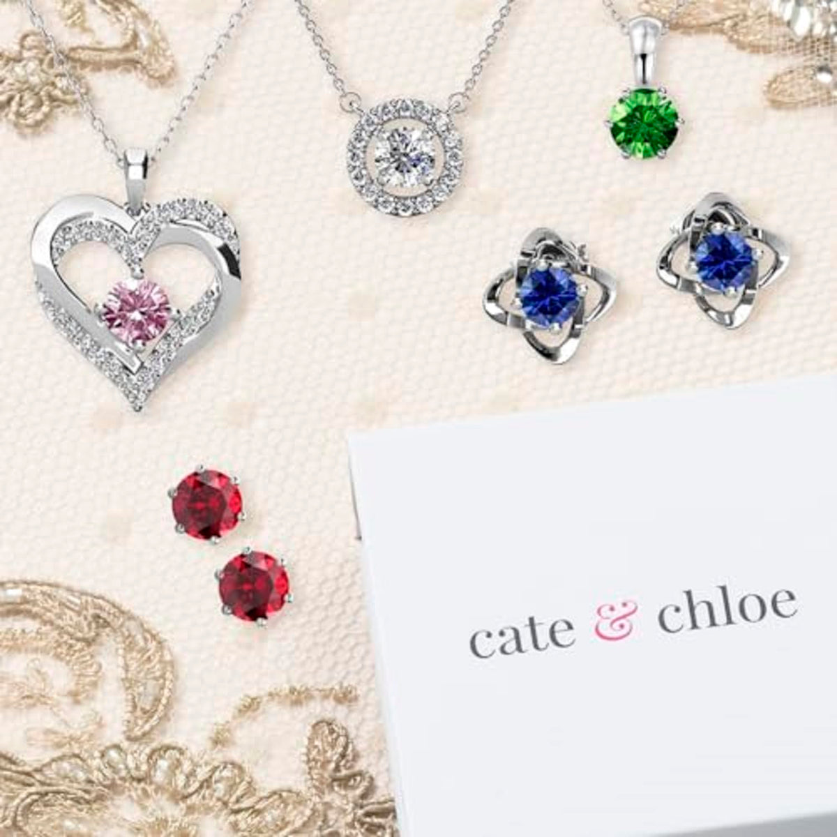 Cate Chloe Royal 18k Gold Plated Birthstone Stud Earrings - Cate & Chloe Official Imagery - 8