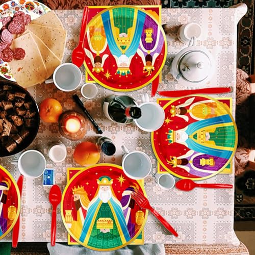 141Pcs Three Kings Day Supplies Party Plates and Napkins Forks - Product Imagery