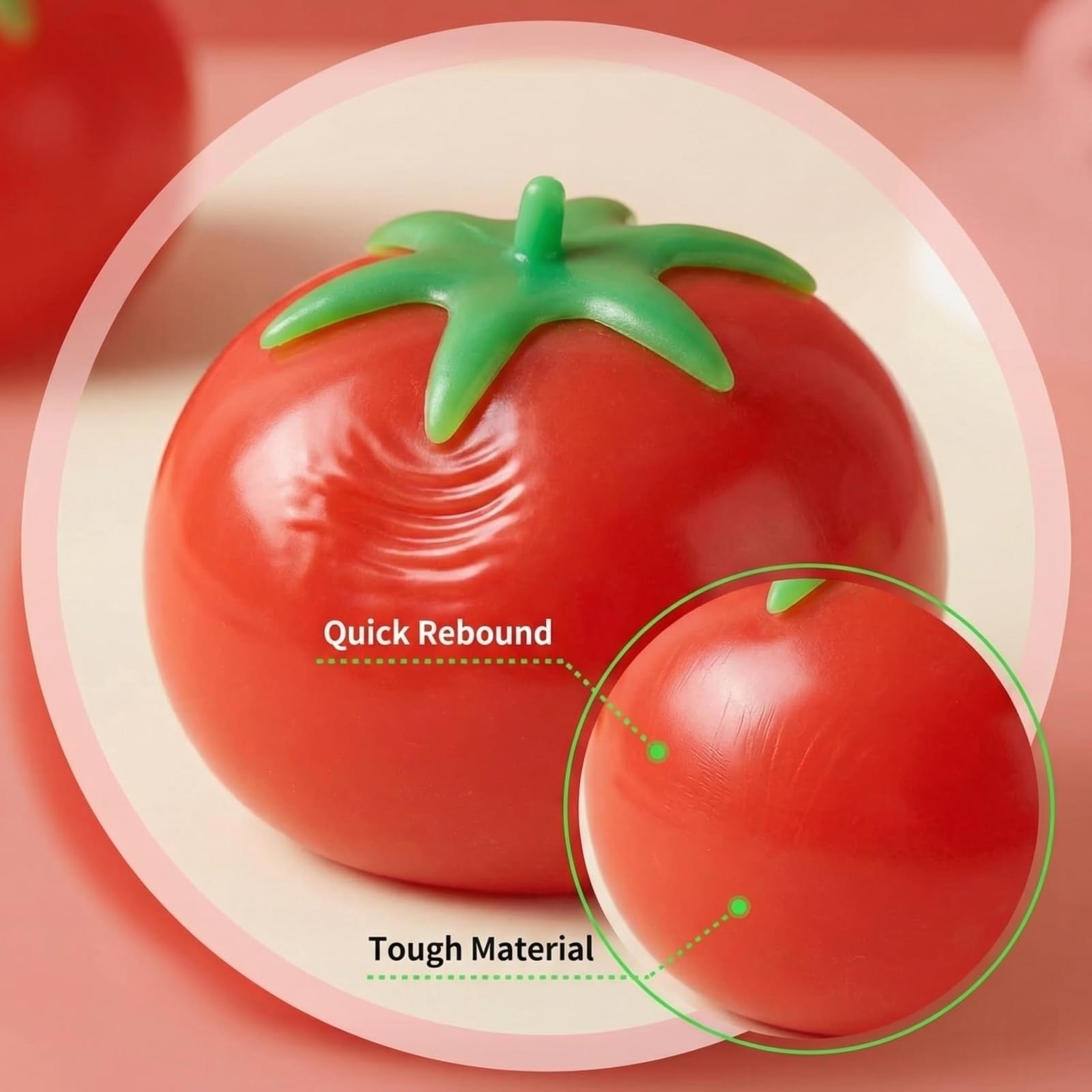 Realistic Tomato Stress Ball, 2.75 Inch Soft Slow Rising Fruit-Shaped - View 5