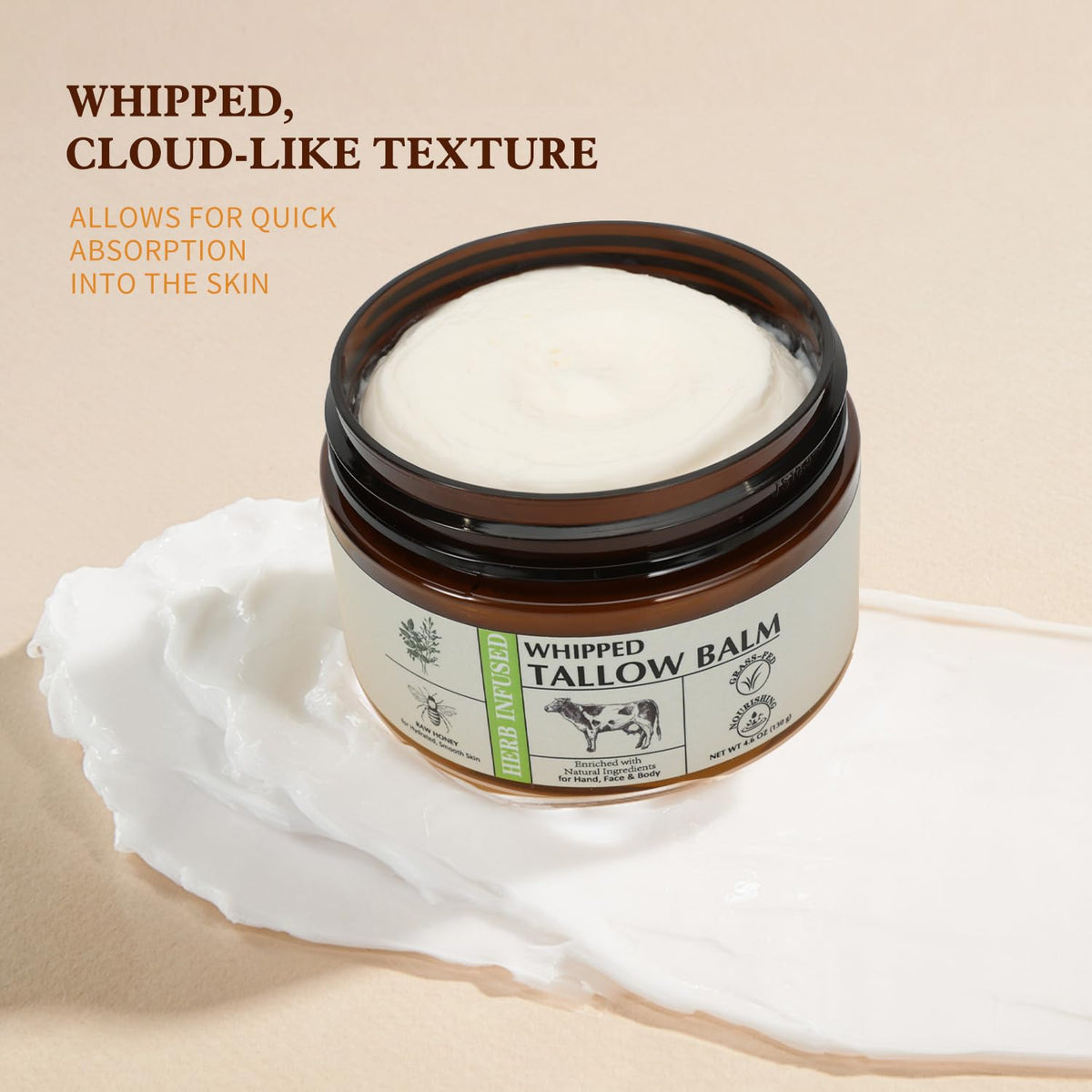 Grass Fed Beef Tallow for Skin Unsalted Body Butter with Raw - Bff Beauty Garden Official Imagery - 3