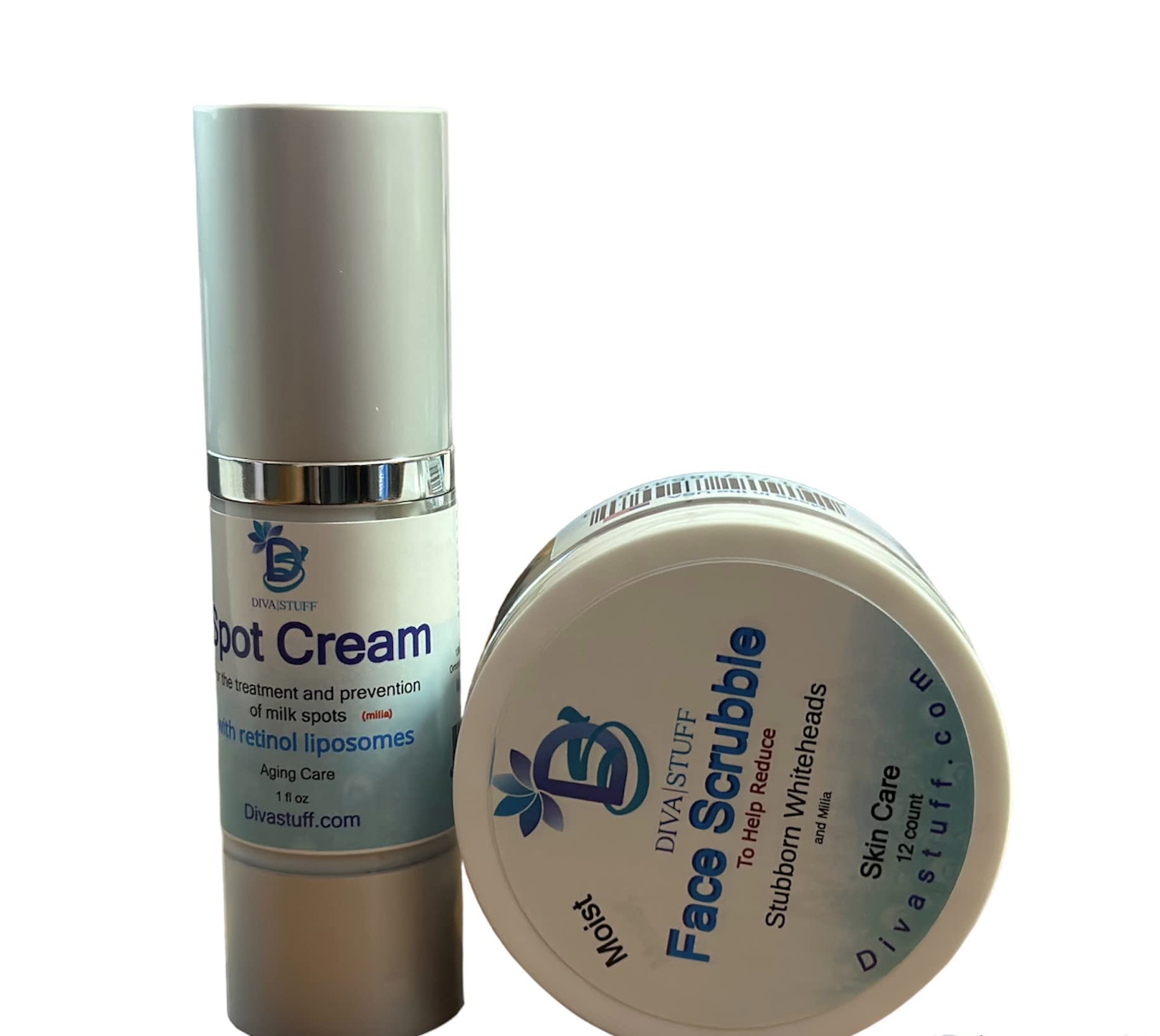 Double Duty Face Scrub and Cream Set for Milk Spots, Whiteheads, - Diva Stuff