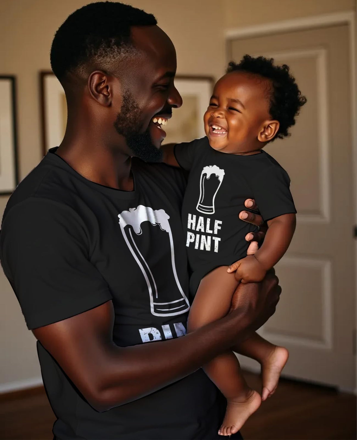 Pint Half Pint Dad Baby Matching Shirts Funny Father s Day - Tstars Official Imagery - 4