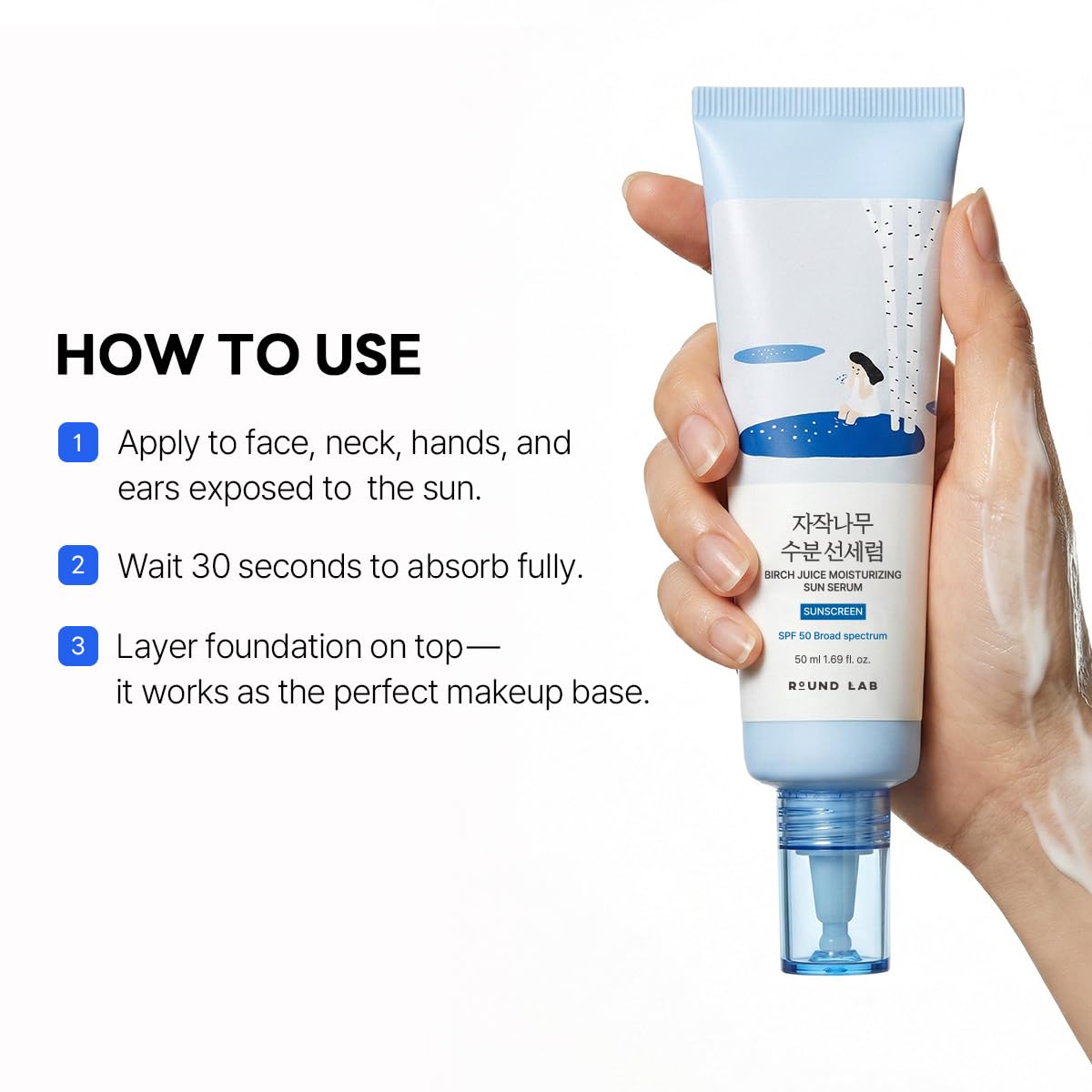 ROUND LAB Birch Juice Moisturizing Sun Serum SPF 50 1 69 Fl - ROUND LAB Official Imagery - 8