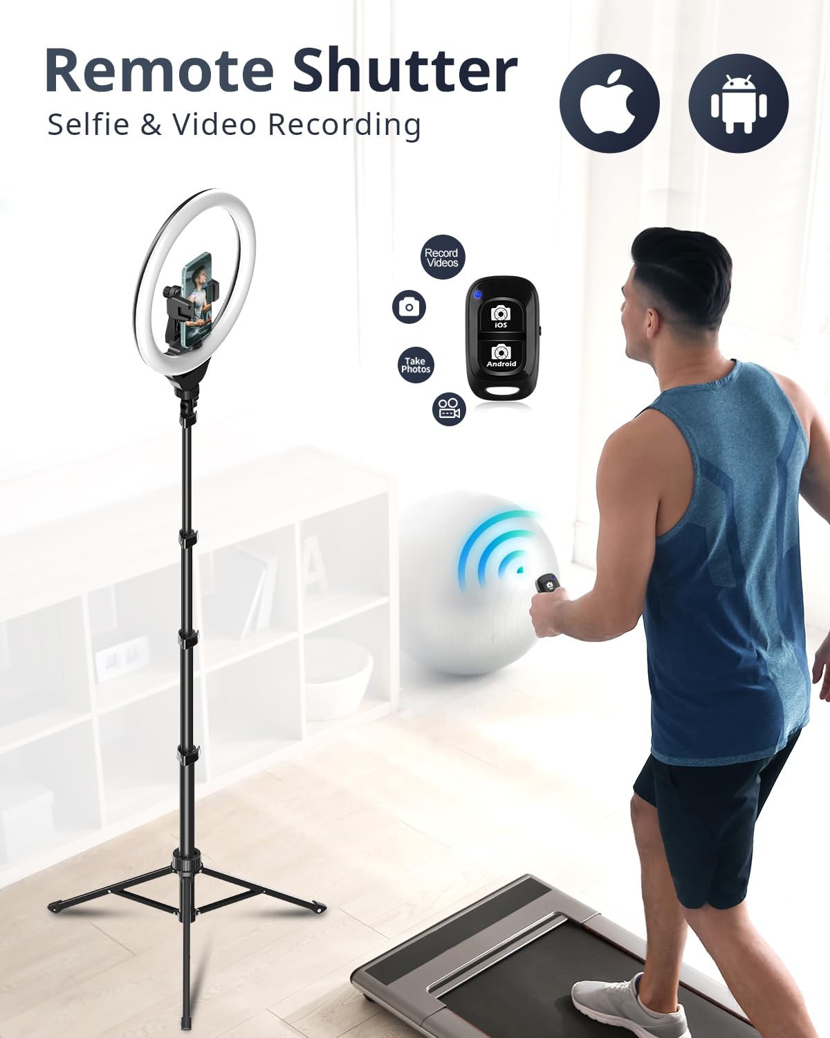 UBeesize 12 LED Ring Light with 62 Tripod Stand Phone Holder - UBeesize Official Imagery - 6