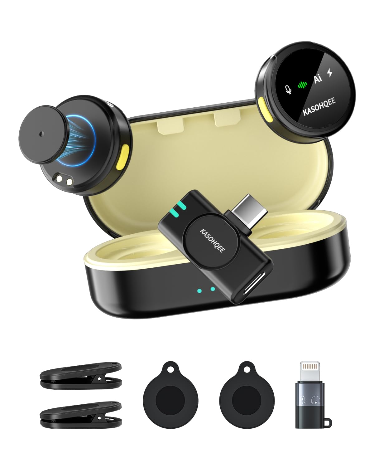 Wireless Lavalier Microphone for iPhone 17 16 15 14 iPad - KASOHQEE Official Imagery - 2