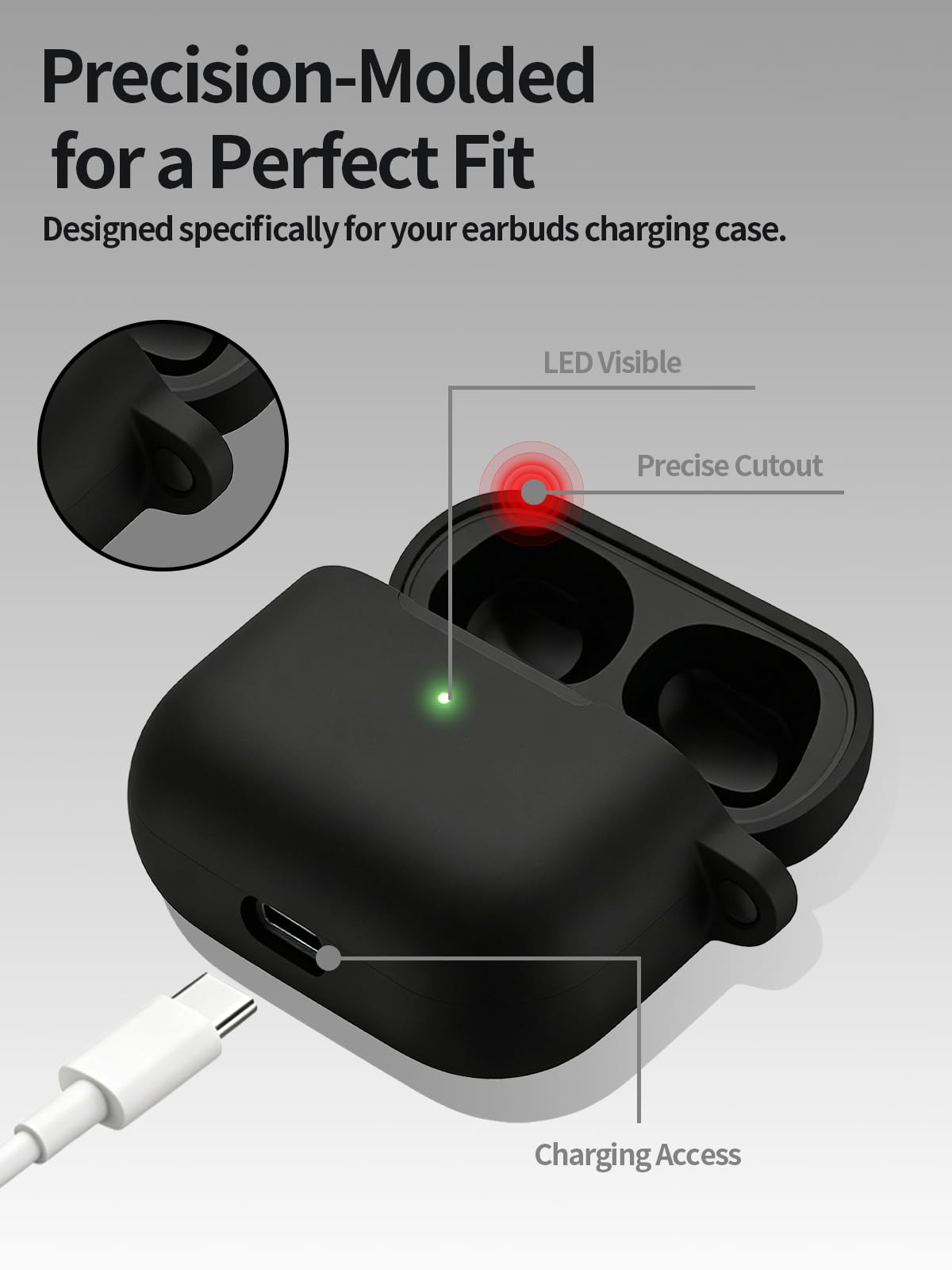 UYRUREL Silicone Case Compatible with CMF Clip Pro Earphones, Black.